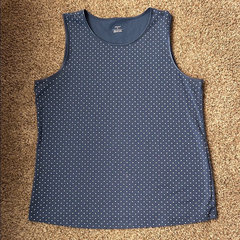 Vintage Women's Blue Polka Dot Tank Top